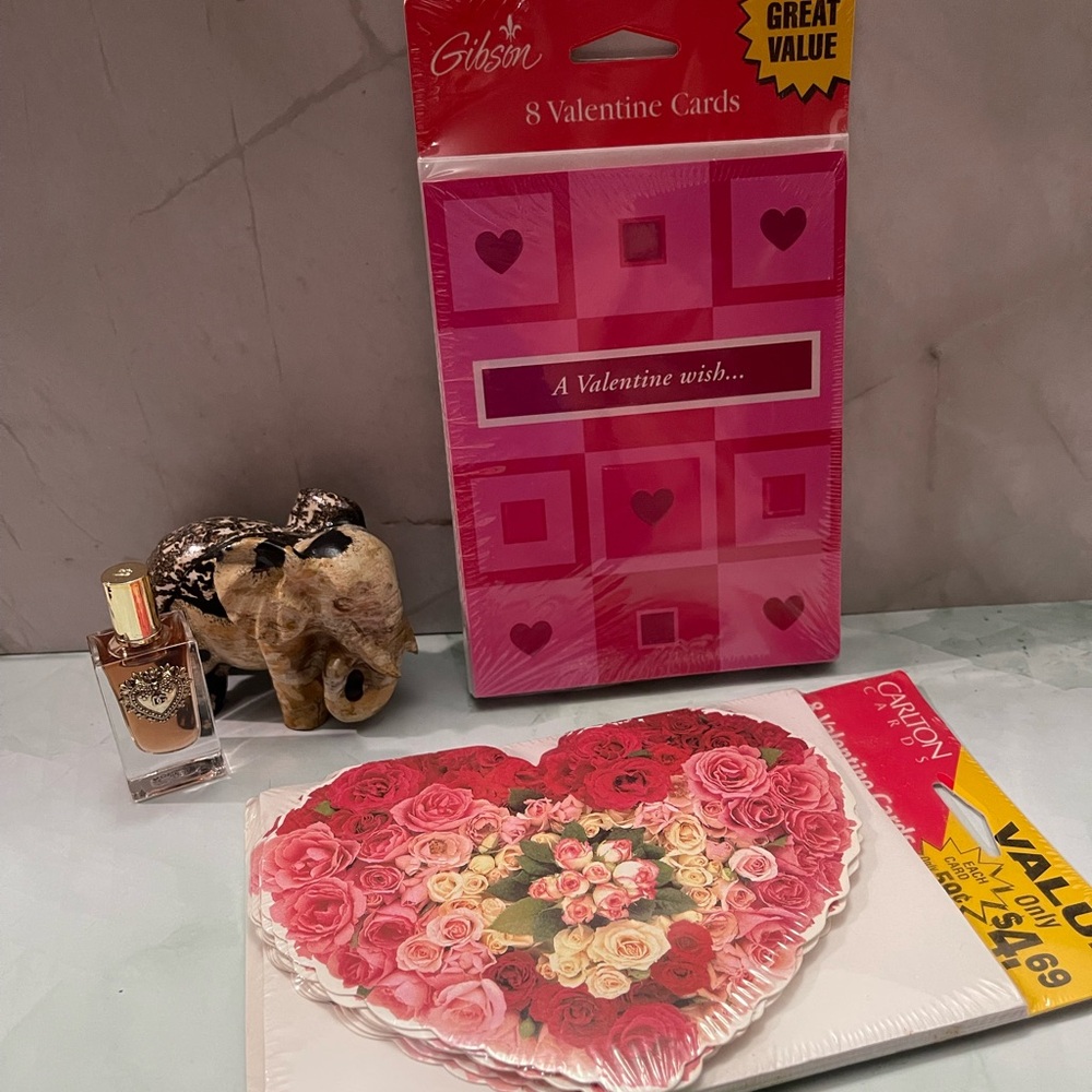 Valentine’s Day Cards VINTAGE Gibson & Carlton Hearts Roses 2 8 Packs
